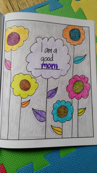 One of 2 fill-in-the-blank affirmation pages in the coloring book.