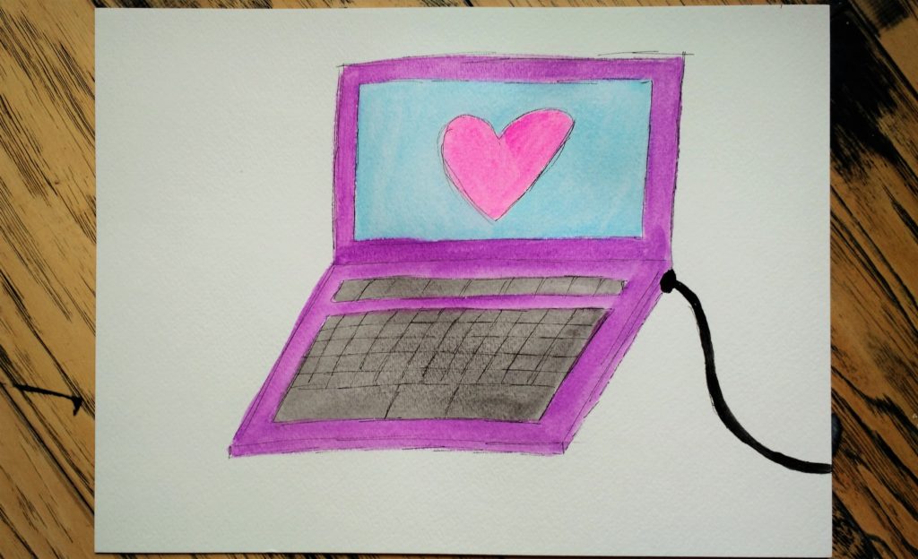 Watercolor and Ink. Damnit. Now I want a purple laptop. 